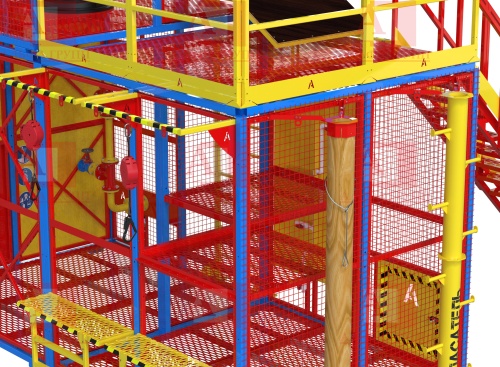 Учебно-тренировочный полигон СПАСАТЕЛЬ ПС15-02-5-03 от АЛЬФА ГРУПП для практических занятий на высоте и в замкнутом пространстве с применением средств индивидуальной защиты и стационарных анкерных систем.  